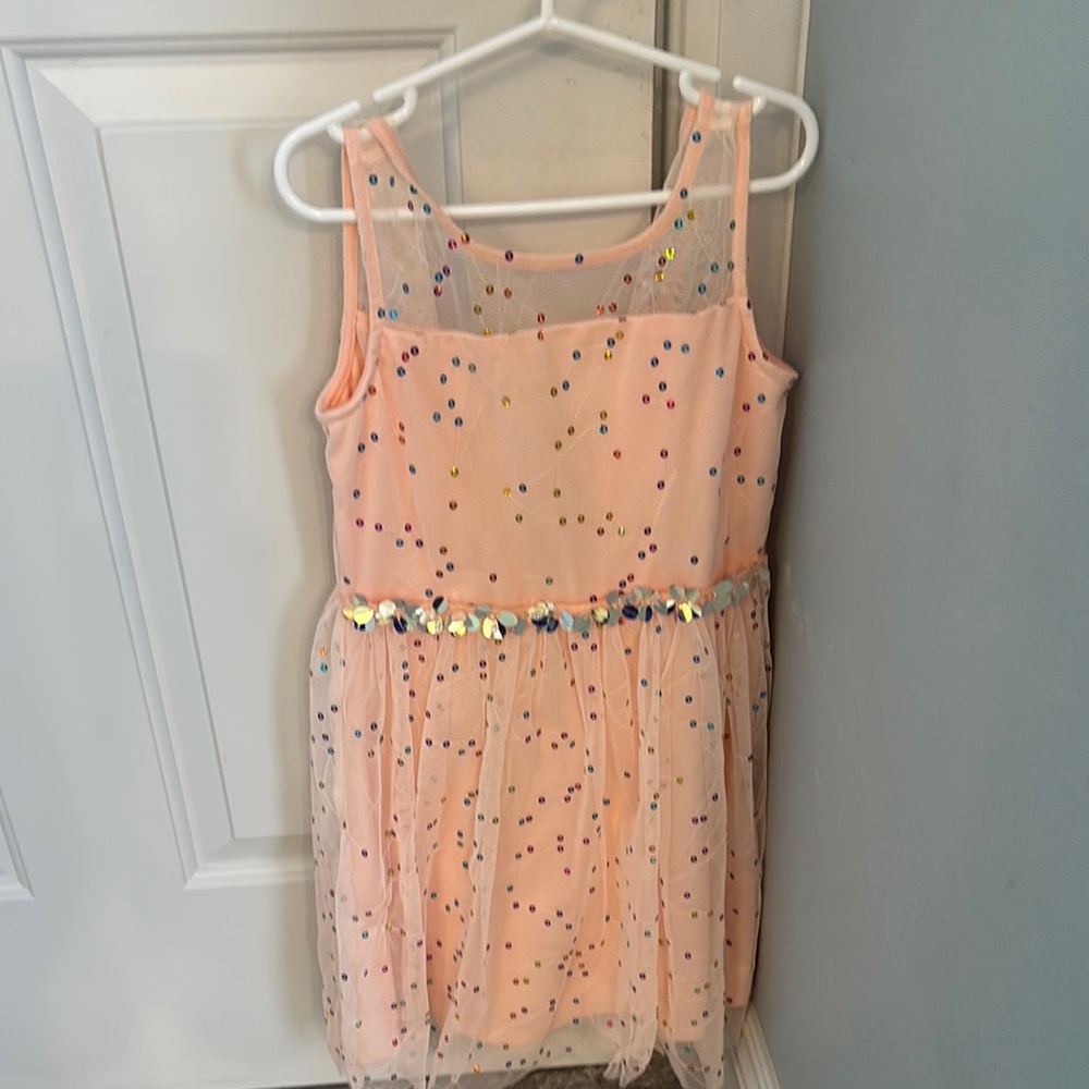 Justice Peach Sequin Kids Formal Dress